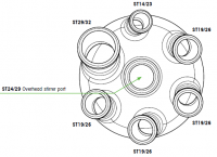 1000 mL one-piece glass reactor, 7 ports